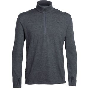 Icebreaker 320 Sweater Pure Merino Wool New Zealand Dark Grey Quarter Zip Sz XL